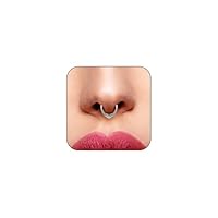 LUDKCCIR Anéis de septo de nariz de ouro, argola de aço cirúrgico 316L, flor de prata, 16G, clicker daith, joias articuladas, presentes para mulheres, 8 mm, prata gótica