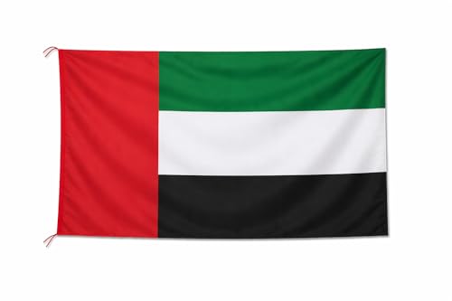 UAE Flag 90x150 cm 3x5ft -Polyester Material Fade Resistant Flag Pole Sleeve Outdoor & Indoor Use Vivid Colors United Arab Emirates Flag for National Day Sports Event Celebration