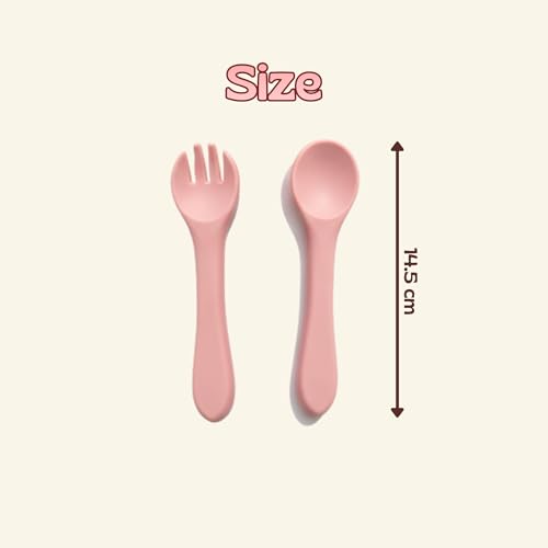 Image of Silicone Baby Meal Plate Set with Spoon & Fork | Whale Shaped | Strawberry Pink Colour | 2 Section Divided Plate for Toddlers | Food Grade Kids Feeding Set | Microwave Dishwasher Safe