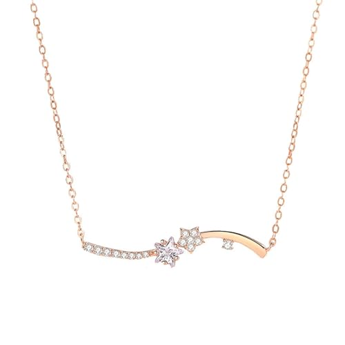Homxi Collar de Oro Rosa 18 Kilates Mujer, Estrellas con Moissanita, Collar Colgante Cadena Mujer Oro Rosa