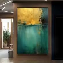 Tableau moderne vert or grand format pour sublimer un mur blanc - 4