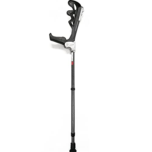 FDI - Muletas De Adulto Ergodynamic. Par De Muletas Regulables En Altura Con Amortiguación Y Empuñadura Suave. Ultraligeras De Aluminio. Color Negro. Talla S