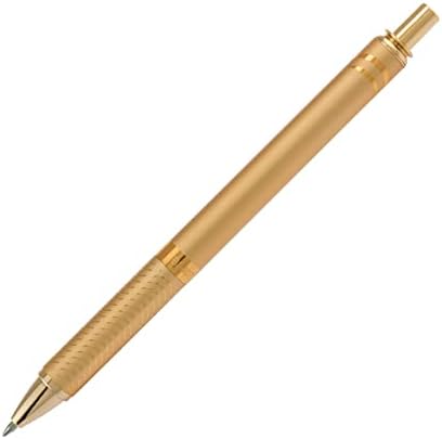 Pentel EnerGel 0.7 MM Roller Gel Pen | Textured Grip With Retractable Mechanism | Classic Design With Golden Metal Body | 1 Pc Blister Pack | Gold Body Blue Ink (BL407)