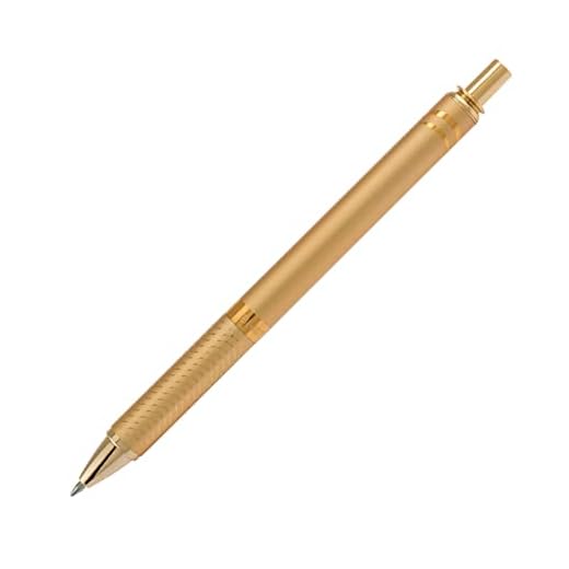 Pentel EnerGel Alloy Retractable Liquid Gel Pen, Gold Barrel, Black Ink, in gift box with info band (BL407XABX)