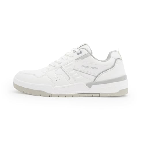 Image of Red Tape Women's Sneakers Grey White Pu TPU Round Toe Lace-Up