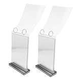 Baluue 2 piezas Soporte Menú Acrílico Multipágina Desmontable Exhibidor Doble Cara para Restaurante Bar Soporte Sobremesa Versátil para Exhibición y Publicidad