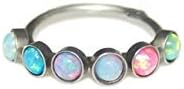 Opal Tragus Clicker Jewelry, Cartilage Earring 18g 16g 14g, Helix Jewelry Hoop, Rook Clicker Ring, Conch Earring, Surgical Steel Earring