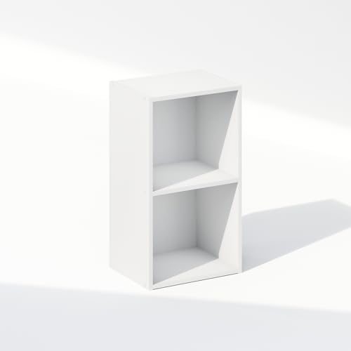 Image of Furinno Reed Closet Organizers and Storage, 2-Tier Closet Organizer, Open Shelf Closet Storage, for Wardrobe, Bedroom, Living Room, White