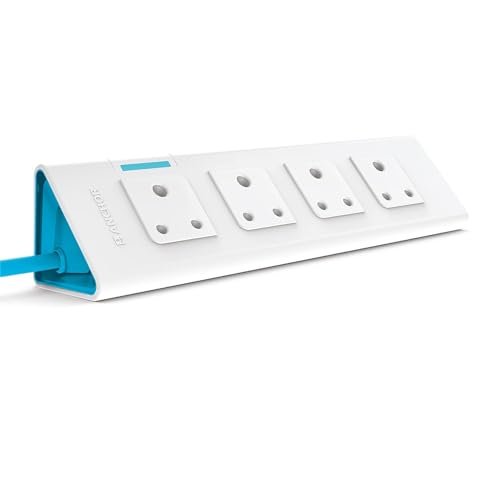Image of anchor by panasonic 22061 6A Power Strip 4 Socket Spike Guard with Single Switch (1.5 m, White and Blue)