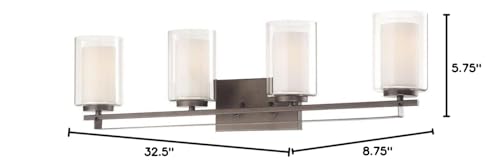Image of Minka Lavery 6104-172 Parsons Studio Vanity Bath Light, 4-Light, 400 Total Watts, 32.5-in H x 8.75-in W, Smoked Iron
