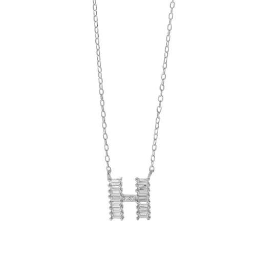 Collier Lettre Argent 925 Unisexe avec Pendentif Zircon Idée Cadeau Anniversaire Romantique