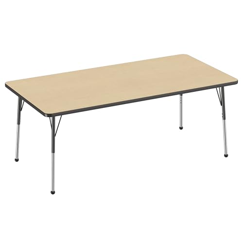 FDP 36" x 72" Rectangle Table with Ball Glide Legs - Maple/Black