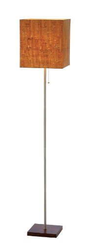 Adesso 4085-15 Sedona Floor Lamp, 56 in, 100W Incandescent/26W CFL, Walnut Rubber Wood/Brushed Steel, 1 Wooden Lamp