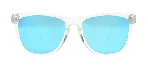 Image of PZ - Clear Frame Polarized Square Sunglasses Women Men - UV Protection Color Mirror Lens- Retro Sports Beach
