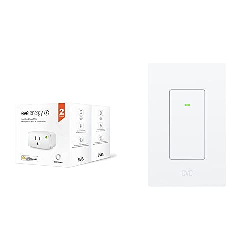 Eve Energy 2 Pack - Smart Plug & Power Meter with Built-in Schedules & Light Switch – Connected Wall Switch, Single, Alternating & Cross switches, no Bridge Required, Bluetooth/Thread Eve Energy 2 Pack - Smart Plug & Power Meter with Built-in Schedules & Light Switch – Connected Wall Switch, Single, Alternating & Cross switches, no Bridge Required, Bluetooth/Thread