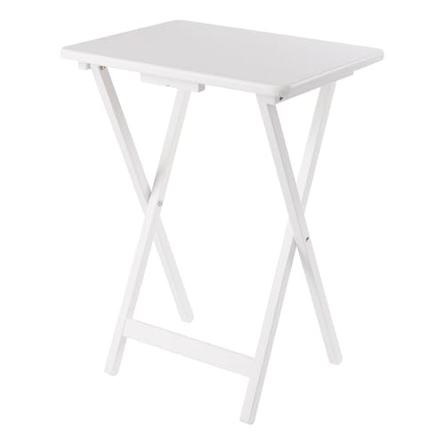 Image of Winsome Alex Set of 4 Foldable Snack Tables with Storage Rack | Easy to Store Portable Fold Up Table Set for Kitchen, Living Room TV Dining, Crafts, Puzzles, Work from Home