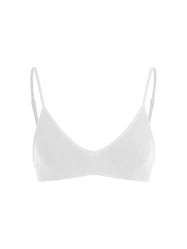 SweatyRocks Women's Triangle Bralette Plunge Bra V Neck Wireless No Padded Soft Comfortable Everyday Sleep Bras White Medium