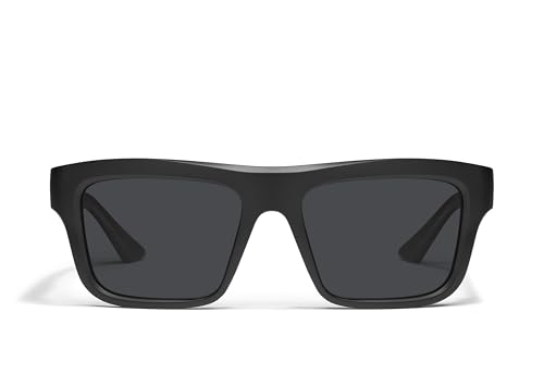 QUAY - Men's Sunglasses, Polarized Square Lenses with UV Protection (Dealers Choice, Matte Black/Black Polarized)