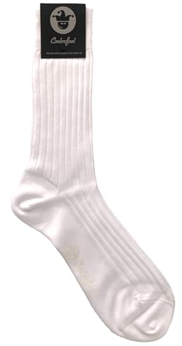 COOLORFOOL Chaussettes homme femme fil d'écosse de luxe - fines et douces - 100% coton blanc neige T43/ 45
