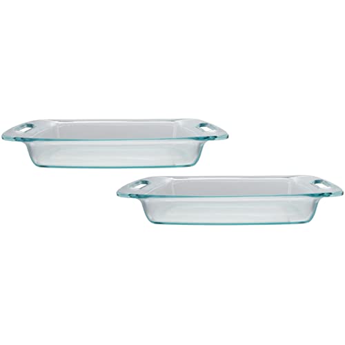 Pyrex Easy Grab C-233 Glass Baking Dish Set, 3-Quart Rectangular Oven Bakeware, Dishwasher Safe, Perfect for Brownies, Casseroles, Pastas and so much more (2-Pack) - Made in USA