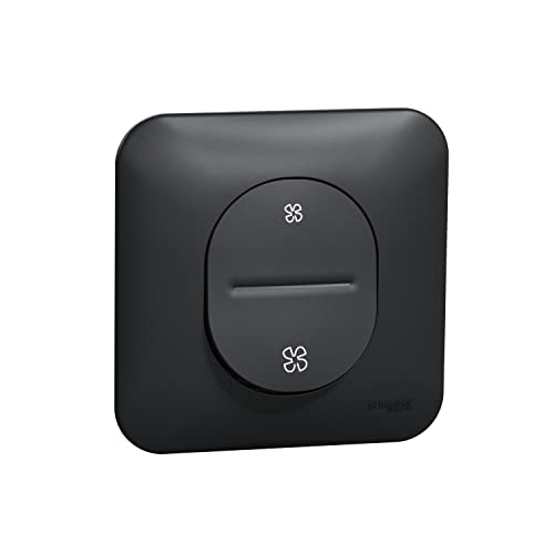 Schneider Electric - Ovalis - Interrupteur pour VMC - 2 vitesses sans arrêt Avec plaque -Anthracite - S460233
