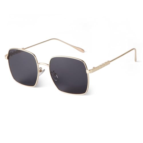 Lunettes de soleil de style rétro avec verres bleus et monture en métal pour homme et femme
