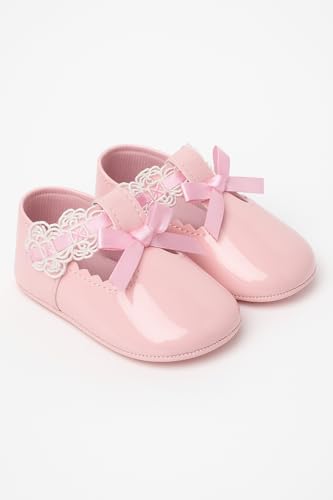 Baby Girls Patent Christening Shoes with Lace & Ribbon - Perfect for Baptism and Special Occasions2
