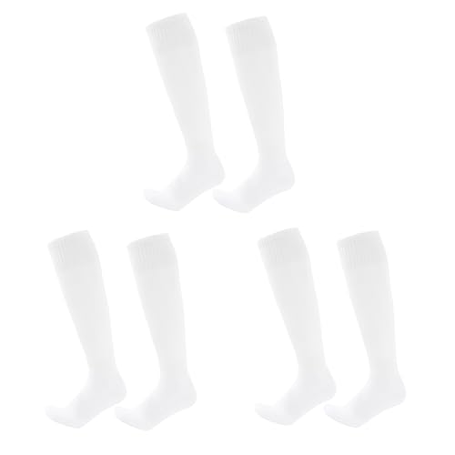 LURVOUS 3 Pares Medias de Fútbol para Niños, Calcetines Fútbol Blancos Niños, Calcetines Deportivos Calcetines Altos Calcetines Largos de Baloncesto Rugby Tenis para Niños Niñas, 5-12 Años