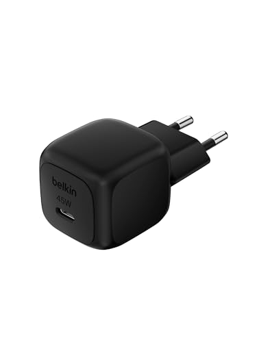 Belkin kompakt väggladdare 45 W, Snabbladdning med USB-C Power Delivery för Apple iPhone 16, 16 Plus, 16 Pro, 16 Pro Max, 15-serien, Samsung Galaxy S25, iPad, AirPods m.fl. - Svart
