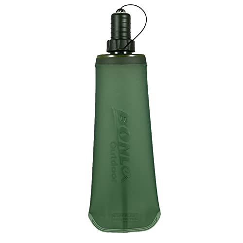 Pingfen Faltbare Soft Flask Sport Wasserflasche Laufen Camping Wandern Wassersack Faltbare Trinkflasche (Dark green 250ml)