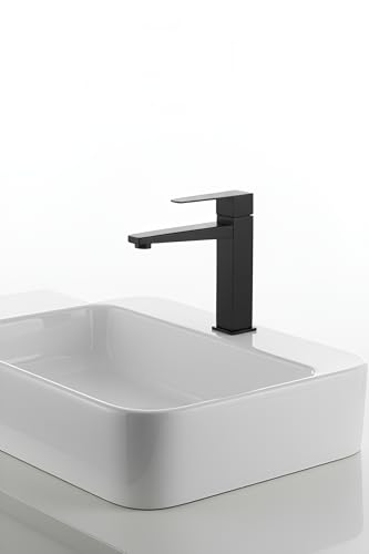 Image of Carnival SS-304 8 inch Inches Matte Black Pillar Cock Tap for Wash Basin | 8 inch inch Square Cold Water Wash Basin Pillar Tap with Black Matte Finish for Washbasin | Table Mount /Deck Mount Installation Type