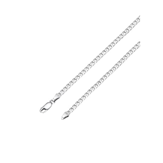 PROSTEEL Collar de Plata de Ley Cadena Cubana Plateado de 2.8mm Ancho y 51cm de Longitud Regalo para Hombre