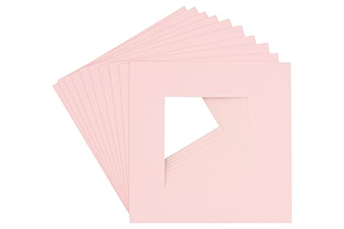 CountryArtHouse Soft Pink Acid Free 13x13 Square Picture Frame Mat with White Core Bevel Cut for 9x9 Pictures - Fits 13x13 Frame - Pack of 10 Matboard Show Kits with Acid Free Backings & Clear Bags