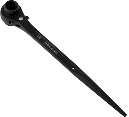 DAKCOS Cle echafaudage 19/22mm Clé à cliquet douille Clé à échafaudage cliquet réversible douille double, CR-V