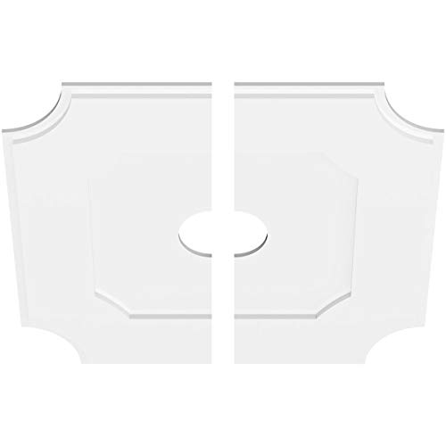 Image of Ekena Millwork CMP30LE2-05000 Locke Architectural Grade PVC Contemporary, Two Piece Urethane Ceiling Medallions 30 inchOD x 5 inchID x 18 inchC x 1 inchP