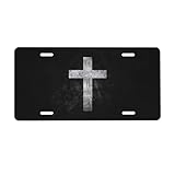 KOSUES Vintage Jesus Cross Aluminum License Plate 6 x 12 Inch Metal Car Front License Plate Cover Car Decor Accessory Novelty Vanity Decoration Tag with 4 Holes Gift for Men Women