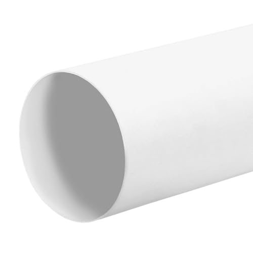 KOTARBAU® Tubo de ventilación de 50 cm, Canal redondo, Ø 125 mm, Tubo de plástico redondo, Blanco, Sistema de tubos redondos de PVC, Conexión de tuberías, Conducto de escape, Conducto de suministro