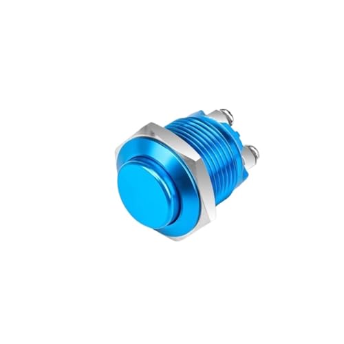 Interrupteur bouton poussoir étanche 16mm lot de 20 boutons momentanés métal bleu avec vis auto