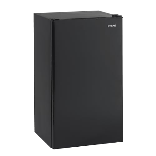 Avanti 3.3 Cu. Ft. Mini Fridge Compact Refrigerator with Adjustable Temperature, Removable Shelves, Chiller Compartment wiith Flush-Back Design, 3.3 cu.ft., Black
