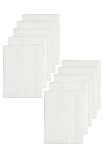 Meyco Baby Mullwindeln 10er Pack - 70x70cm - Musselin Spucktücher - 100 % weiche Baumwolle - Oeko Tex zertifiziert - saugfähig, hautfreundlich & atmungsaktiv - Uni - Weiß