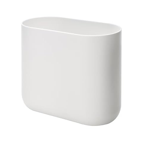 iDesign Slim Oval Plastic Waste Basket The Cade Collection, 10.56” x 5.5” x 9.77”, White Cover