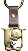 Tweety Bird Brass Keychain Letter U