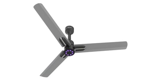Image of Polycab Wizzy Neo LED 1200mm BLDC Ceiling Fan with remote |BEE 5 Star Rated, Higher Air Delivery|LED Indicator,Sleep and Breeze Mode |3 Years Warranty【Classic Grey Chrome】