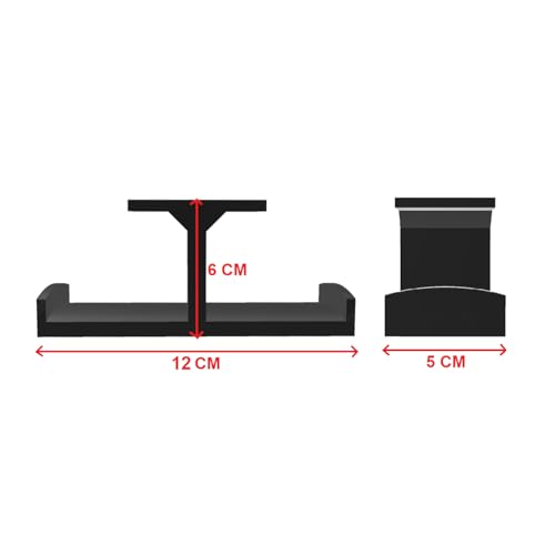Image of Self-Adhesive Under-Desk Dual Arm Headphone & Headset Stand (Large) | Sleek Black Desk Organizer for Home, Office & Gaming Setups