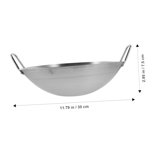 Olla wok con doble mango acero inoxidable para cocina miniatura 2