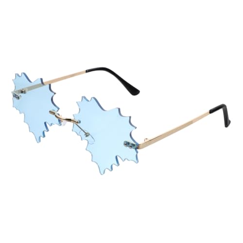 EXAOMBLE Gafas de Sol sin Montura para Mujer Diseño en Forma de Hoja, Ligeras y Metálicas, Ideales para Fiesta y Eventos Temáticos