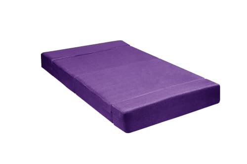 Image of Sofa Cum Bed with Jute Fabric, Convertible One Seater Sofa Bed 3x6 Ft, Comfortable Cushioned Seating, Space Saving Design for Living Room, Bedroom & Guest Room - Purple Color