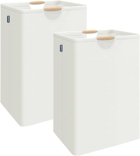 2 Stück Wäschekorb mit Henkel, 80L Faltbarer und Waschbarer Wäschekorb für Waschküche & Badezimmer, Aufbewahrungskorb Ki...