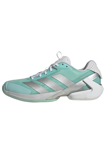 adidas Women's Adizero Ubersonic 5 Tennis, Flash Aqua/Silver Metallic/Blush Pink, 10.5
