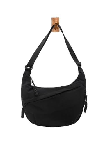 Bolsa de ombro de nylon de cor sólida, espaçosa e leve, bolsas Hobo, Verde 1